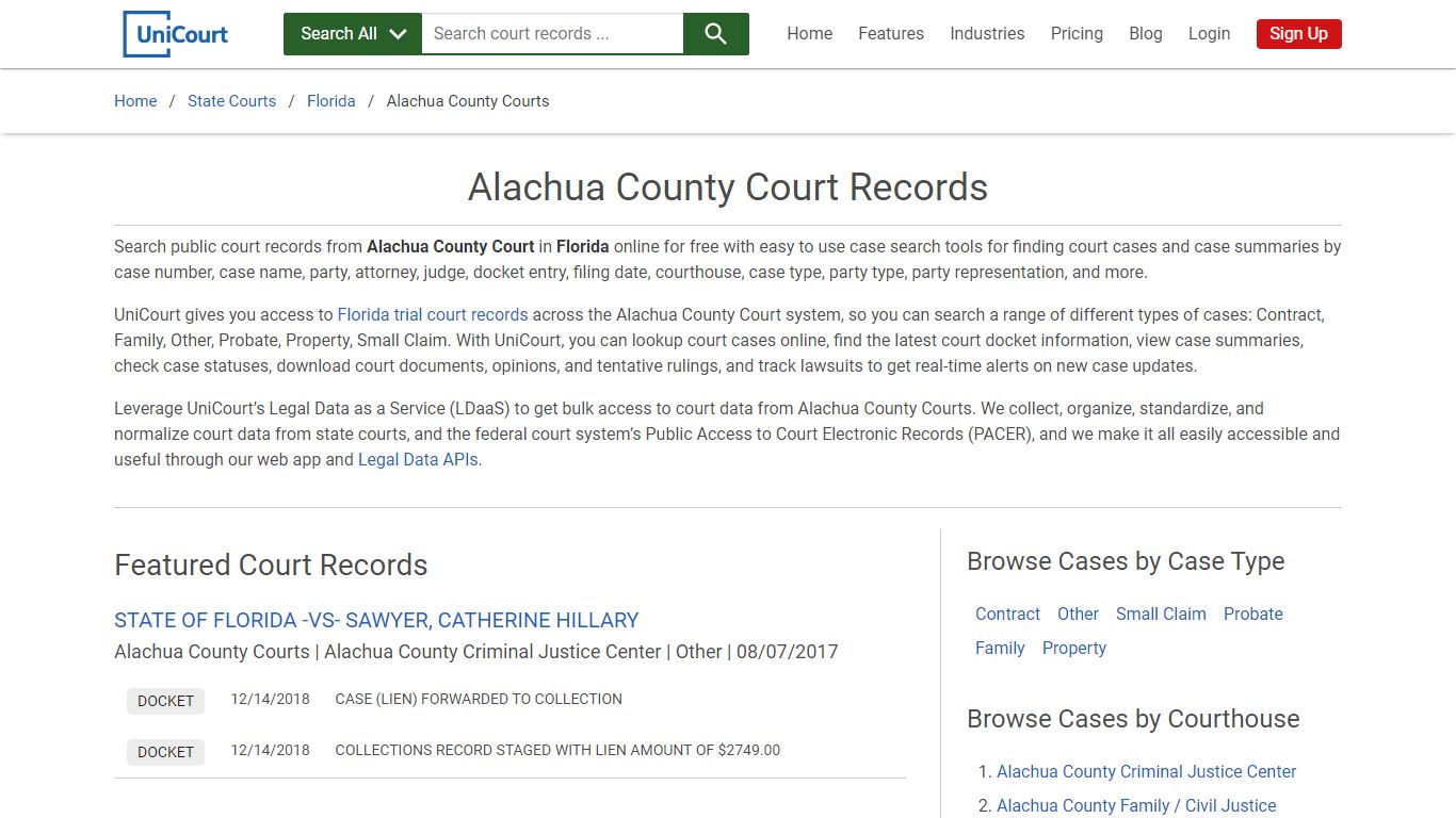 Alachua County Court Records | Florida | UniCourt